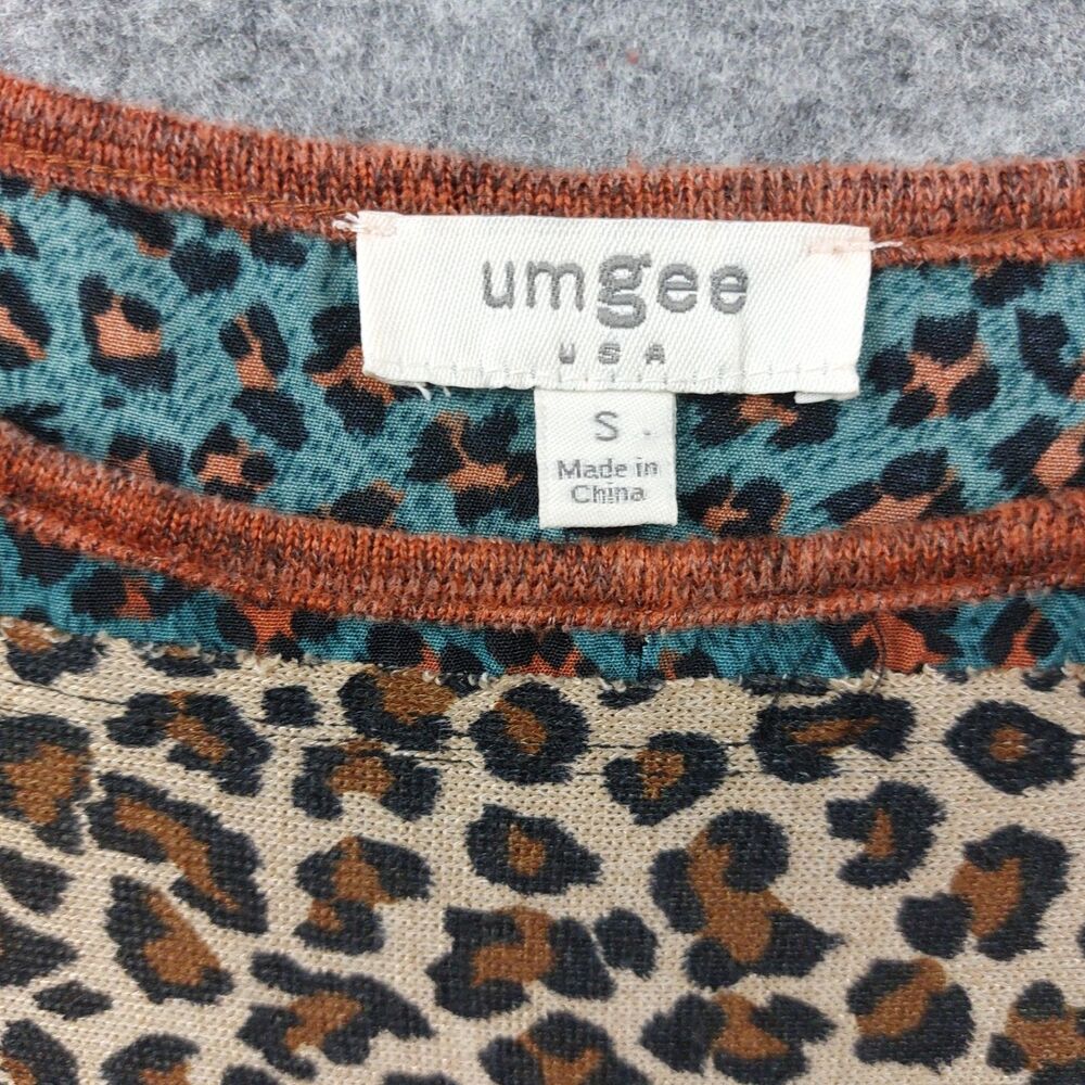 Umgee USA Small Tunic Dress Animal Print Colorblock Pocket Boho Shift Small - Picture 9 of 10